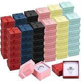 72 cajas de regalo para joyas en 6 colores – 5 × 4,5 × 3 cm caja de terciopelo con tapa y lazo – Pequeños joyeros para guardar y empaquetar anillos, pendientes, boda, cumpleaños, compromiso