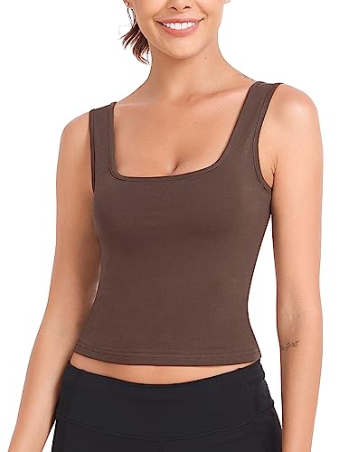 Image of Joviren Crop Tank Tops for Women Workout Cropped Athletic Shirts | 4 Pack Cotton Racerback Yoga Tops