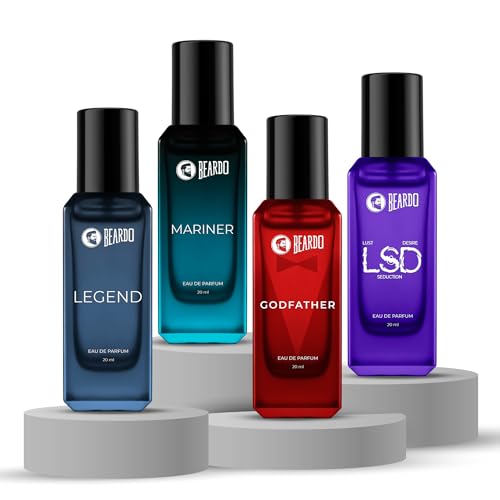Beardo The Masculine Four- LSD,Mariner,Legend & GodFather Perfume for Men (20ml x 4) | Long Lasting Fragrance | Long Lasting Perfume for Men | Gift for Men | Gift for Friend