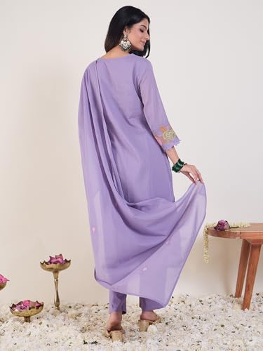Image of INDO ERA Women Pure Cotton Kurta Set with Dupatta | Festive Suit Set, 11960