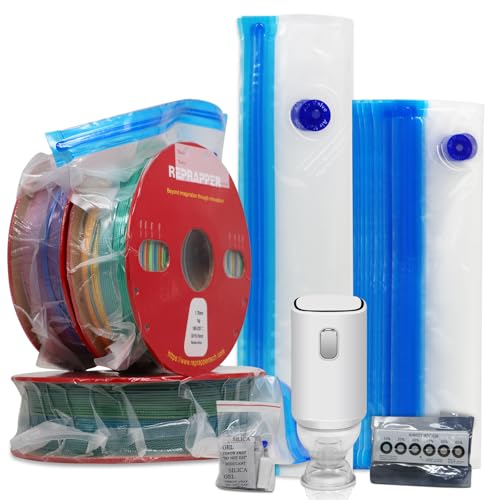 Image of RepRapper Filament Storage Bag Vacuum, Drying Sealed 16 Cleaning Bags with Two Sizes for 3D Printer Filament with Automatic Pumps /Humidity Indicator Cards /Clips / /Desiccants