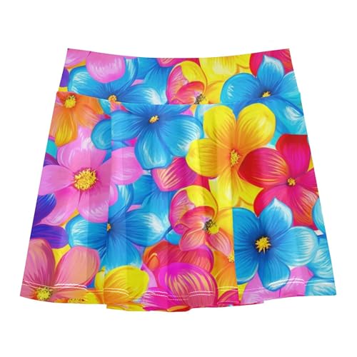 Girls' Shorts Athletic Skorts Toddlers Tennis Skirts Toddler Flowy Skort Floral Vibrant Colorful Flowers 3t