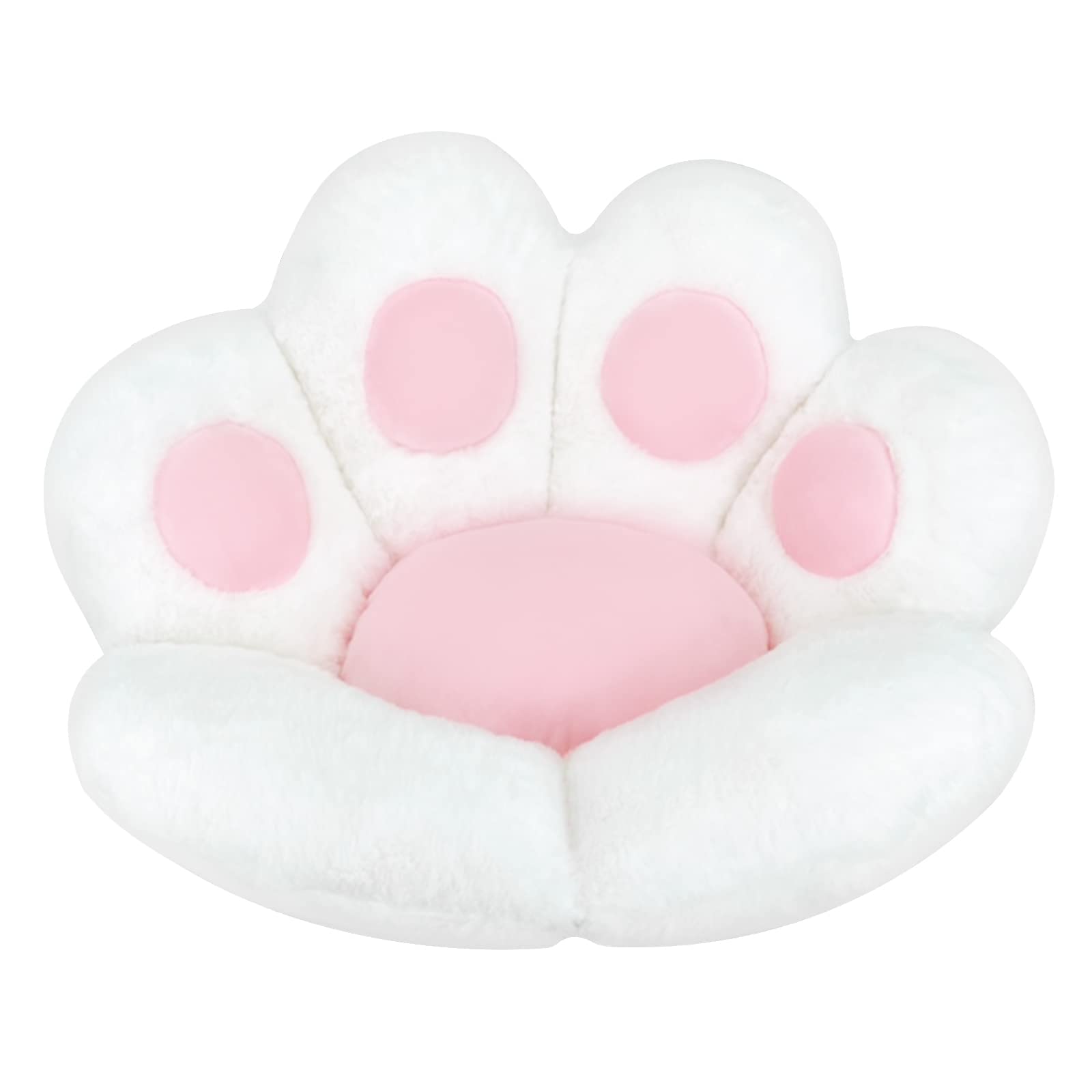 Reversible Chair Seat Cushion Plush Cat Paw Cushion Lazy Sofa Office Chair Cushion Bear Paw Shape Comfy Seat Pad Support Waist Backrest Floor Seating Cushions Mat,White-27.5x23.6in
