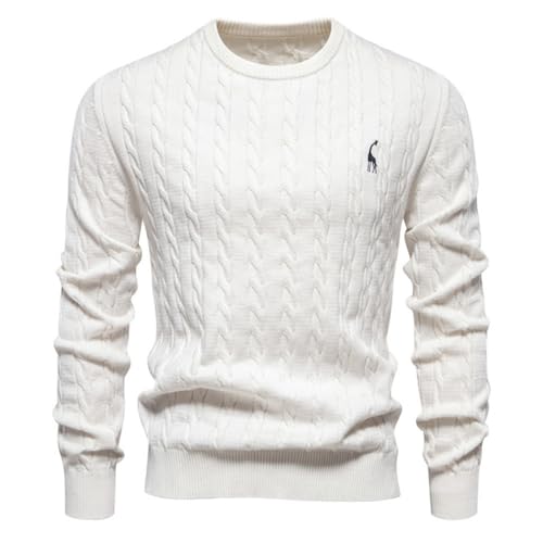 Men Sweater Slim Fit Comfortable Men Soft Long Sleeve Sweater Temperament Classic Men Trend Knitwear Casual Fashion Men Warm Knit Sweater J-White S