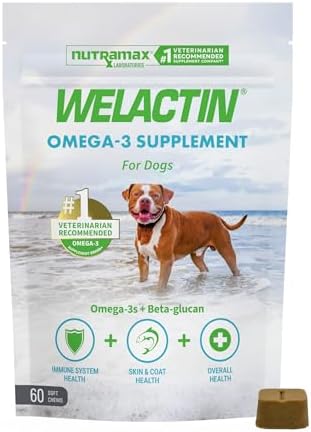 Nutramax Welactin Omega 3 Fish Oil for Dogs, Skin and Coat Health...