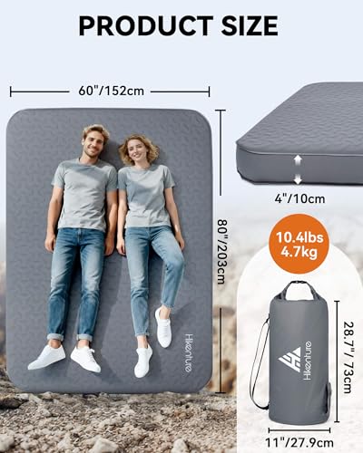 Image of Hikenture 4 inch Thick Self Inflating Sleeping Pad, Foam & Air Camping Mattress