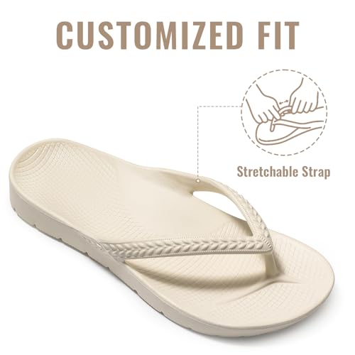 Image of Litfun Women's Arch Support Flip Flops for Plantar Fasciitis Orthopedic Thong Sandals Comfortable Summer Beach Pool Slides