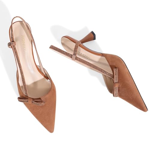 Image of Women's pumps Kitten Heels Closed Toe Rhinestone Slingback Pointed Toe