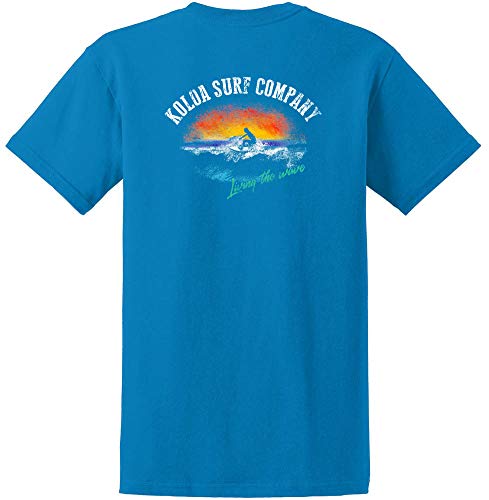 Koloa Surf Company Mens Surfer at Sunset Logo Heavy Cotton T-Shirt-5XL-Sapphire/c