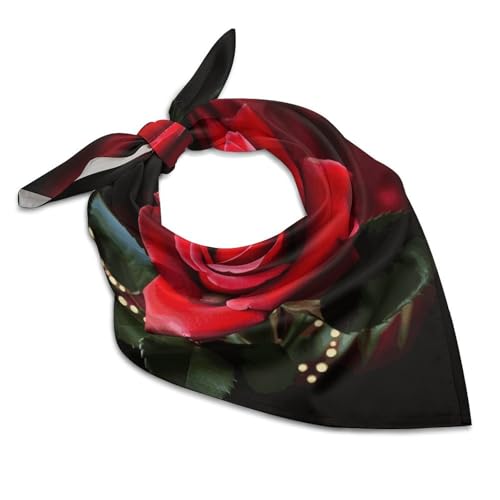 Rose Flower Head Scarf Like Silk Scarf Lightweight Fashion Satin Hair Bandanas for Women Boho Headscarf Hair Wrap Bandana Headband Handkerchief Silk Scarves for Bag Purse Neck 18 Inch