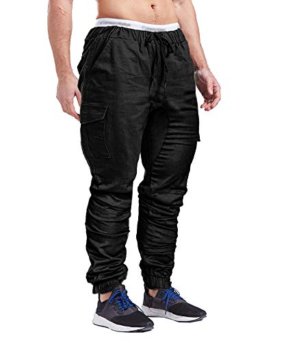 HAHAEMMA Joggingbroek voor heren, slim fit, cargo-chinos, casual, jogger, sportbroek, vrijetijdsbroek, jeans broek met zakken, joggers, activewear, broek, stretch, zwart, herfst en winter, M-4XL - Image 3