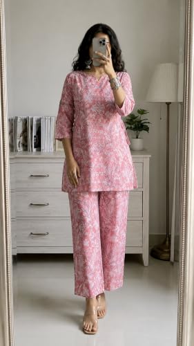 Image of RANGRIKA.in Co-ord Set for Women Stylish | Kurta Set for | Short Kurti with Palazzo | Ethnic Jaipuri Kurti Set | Kurti Palazzo Set | Salwar Suit