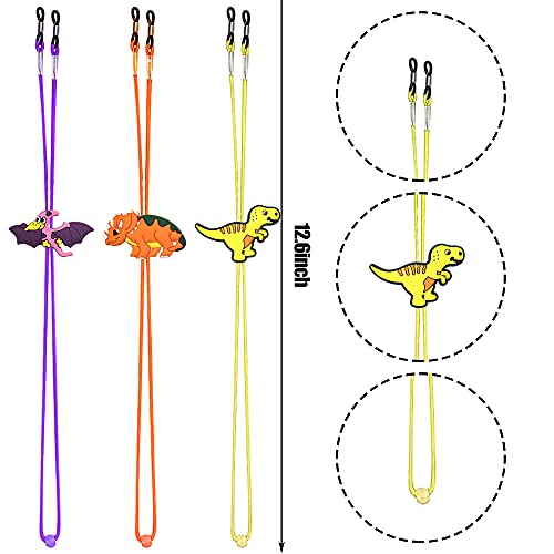 ZXSWEET 8 PCS Kids Glasses Strap Adjustable Dinosaur Anti-slip Eyeglass Straps for Boys Girls, Multicolor, L