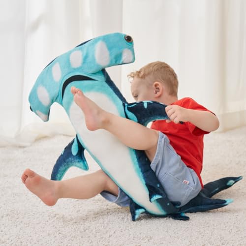 Image of Hammerhead Shark Stuffed Animal, 40 Inch Giant Plush Shark Toy | Distinctive Color Design - A special look that makes this giant shark plush a memorable gift for kids and shark lovers.