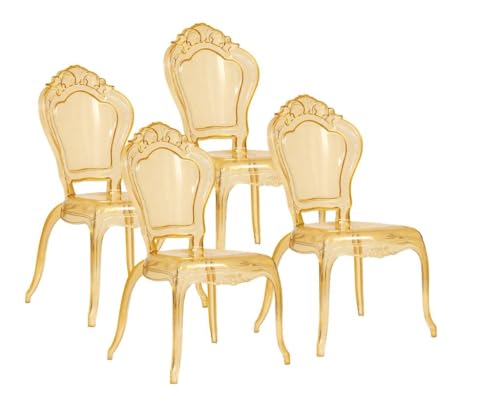 Effetto Cristallo Raffinato: La finitura gialla trasparente valorizza la luce e dona leggerezza visiva agli ambienti, perfetta come poltrona elegante per sala da pranzo o soggiorno.