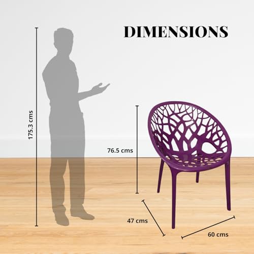 Image of activa Crystal Plastic Arm Chair | Stackable Indoor Outdoor Chair for Home, Balcony, Patio & Garden | Comfortable Designer Armrest Chair | Durable Plastic Seating Furniture (Violet, Set of 1)