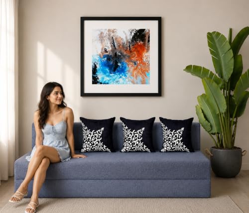 Image of Three Seater Sofa Cum Bed 5x6 Ft with Soft Foam Cushioning, Comfortable Foldable Sofa Bed for Living Room, Bedroom, Guest Room & Office(Slate Blue)
