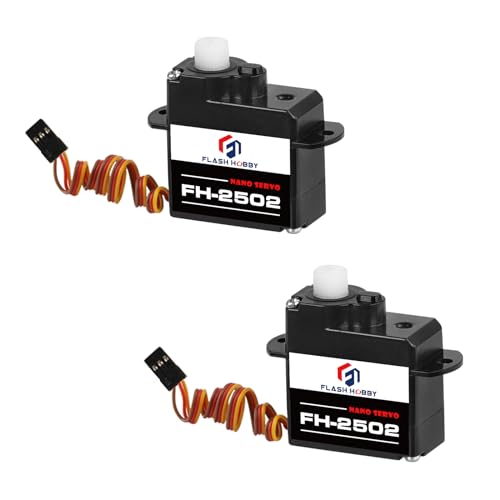 FLASH HOBBY 2PCS Plastic Gear Servo FH2502 2G Micro Servo Kit Compatible for RC Helicopter Airplane...
