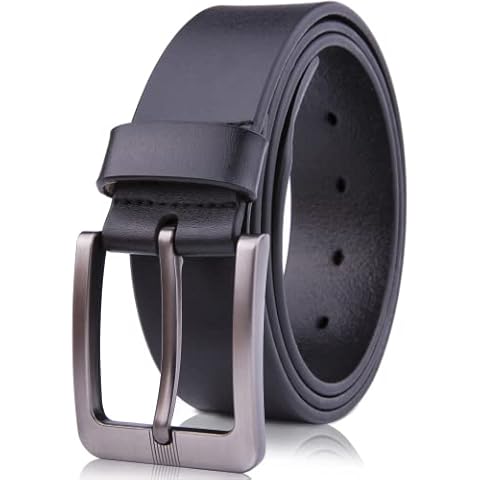 Genuine Leather Dress Belt For Men - Mens Belts For Suits, Jeans, Uniform With Single Prong Buckle - Designed in the USA Cover