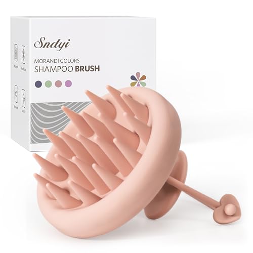 Image of Sndyi Silicone Scalp Massager Shampoo Brush, Scalp Brush for Hair Growth and Head Massage, Scalp Scrubber/Exfoliator for Dandruff Removal, Silicone Hair Scalp Massager, Wet & Dry Use, Pearl Pink