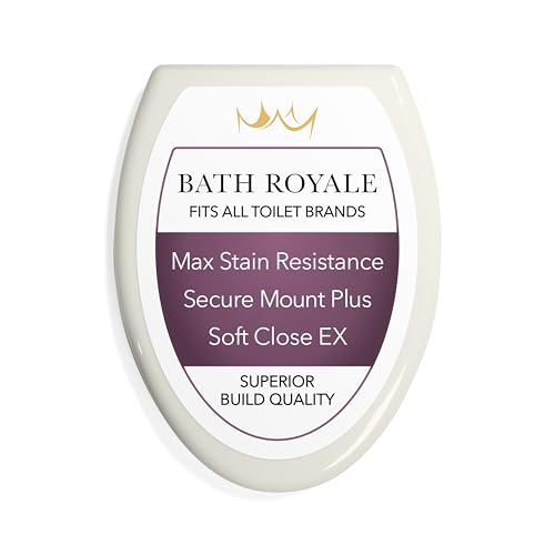 Bath Royale Elongated Toilet Seat BR501-01 Quiet Close, Stain-Resistant and Easy to Keep Clean, Heavy Duty, Fits All Toilet Brands, Executive Series -Biscuit/Linen