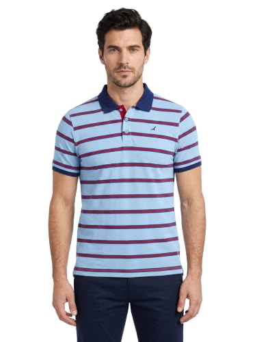 Image of AMERICAN CREW CottonPoly Striped Polo T-Shirt for Men (AC702)