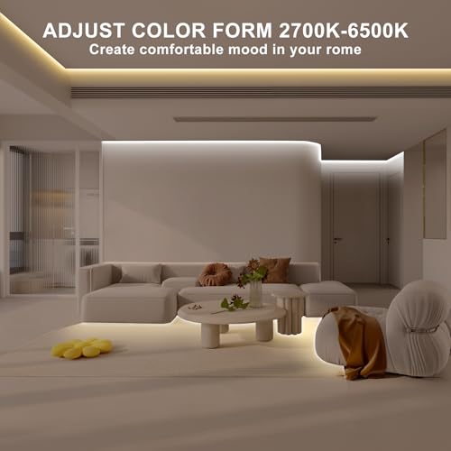 Image of 16.4ft Smart LED Strip Light, Tunable White 2700K-6500K Dimmable Bright WiFi COB Light Compatible with Alexa and Google for Kitchen Cabinet, Room