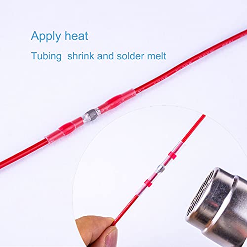 (Red 22-18 AWG) - XUUAP 100pcs Solder Seal Butt Connectors 22-18 AWG Red, Waterproof Heat Shrink Wire Connectors, Automotive Marine Electrical Terminals (18 20 22 Gauge)