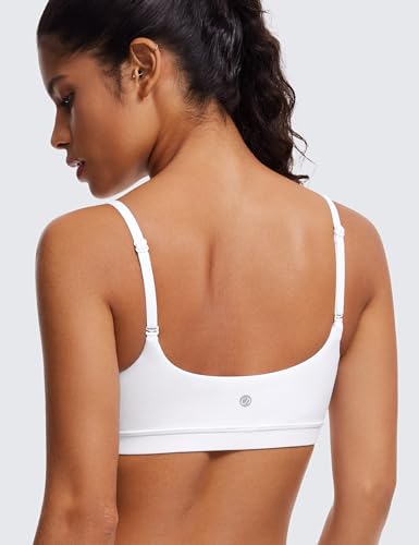 Image of CRZ YOGA Butterluxe Scoop Neck Sports Bras | Light Support, Removable Pads, Yoga, Extremely Soft, U Back, Adjustable Spaghetti Straps, for Women