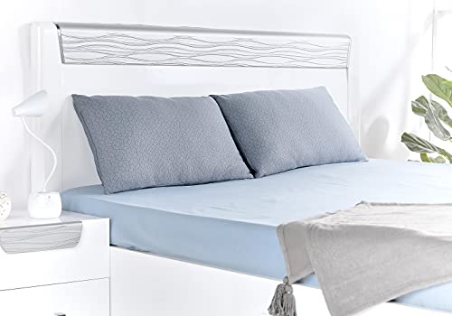 Image of Amazon Brand - Solimo Microfibre Reversible Comforter, Single (Stone Blue & Silver Grey, 200GSM) Microfiber Bed Pillow Set (Grey, 43 x 69 cm) 2-Piece