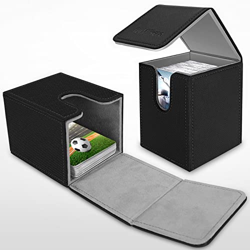 Image of Mlikero 4 Pack Card Deck Box, Commander Deck Box Holds 400+ Single Sleeved Cards with 4 Dividers, Leather Magnetic Card Box Fit for MTG, TCG