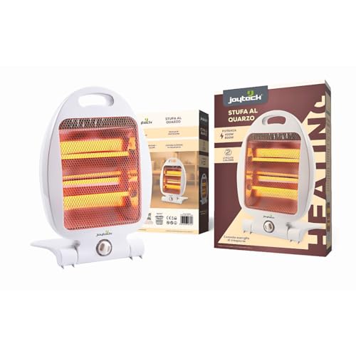 Stufa al Quarzo 800w Regolabile, Elettrica, 2 Elementi, Bianca, con Manica per Trasporto Risparmio energetico garanzia 2 anni