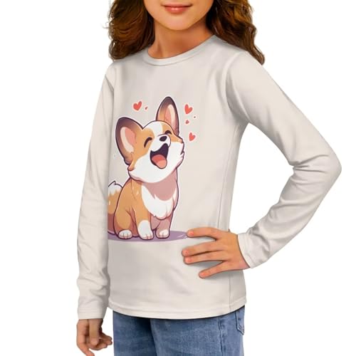 Image of Girls Long Sleeve T Shirt Cute Cartoon Crewneck Shirt for Kids 3-16Y Fall Winter Clothes