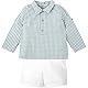 BABIDU Uni Baby Conjunto para Bebé Y Niño Con Camisa de Manga Larga Cuadro Vichy Y Pantalón Corto Blanco Set, Einfarbig, 24 Monate