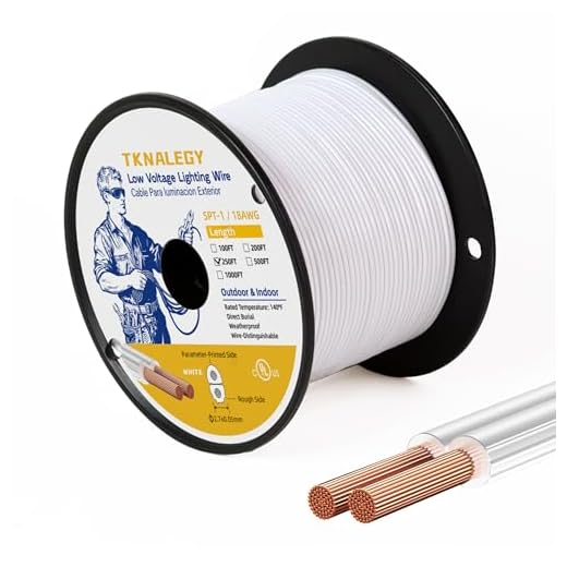 Low Voltage Landscape Lighting Cable 18/2 SPT-1W Bulk Lamp Cord 300-Volt 18-Gauge 250-feet Spool White UL Listed