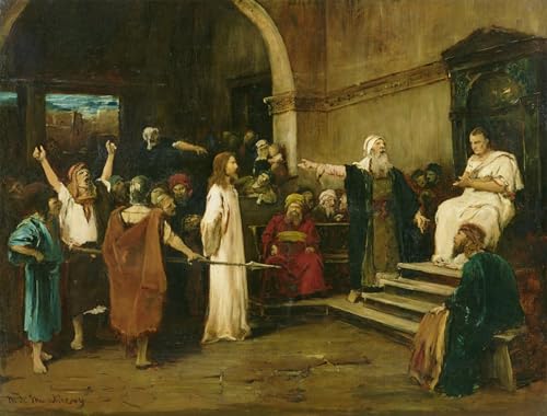 Cuadro de Cristo ante Pilatos de Munkácsy: pintura de lienzo 60x90cm para decorar tu dormitorio