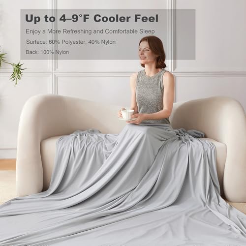 Image of COOVA Cooling Blanket for Hot Sleepers,Lightweight Summer Cold Thin Blanket for Night Sweats and Hot Flashes,Breathable Soft Blanket for Bed Couch Sofa,(Grey,60x80 inches)