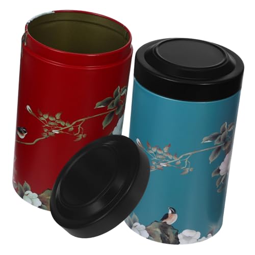 Holibanna 2piezas Caja De Té Japonesa Redonda Lata Sellada De Hojalata Para Té Suelto Ligera y Portátil