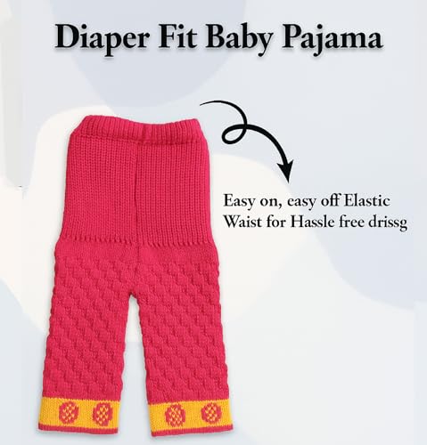 Image of Baby Unisex New Born Baby Boys Girls Soft Comfortable Trendy Woolen Round Neck Stripe Sweater Set with Payjami, Cap and Pair of Booties for Toddlers