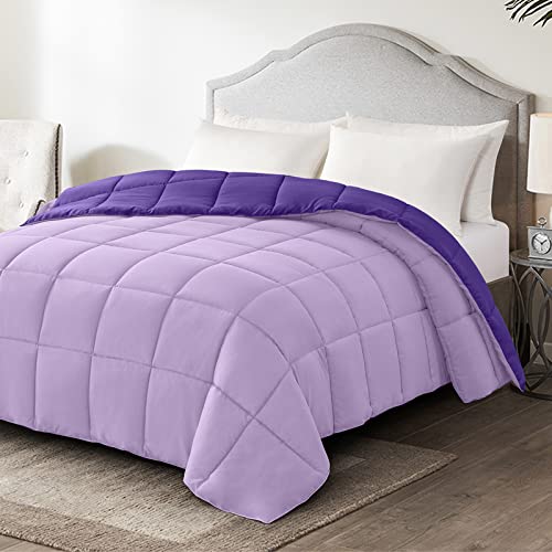 Image of Homelike Moment King Lightweight Comforter Purple - All Season Down Alternative Bed Comforter Summer Duvet Insert Quilted Reversible Comforters King Size Plum / Light Purple