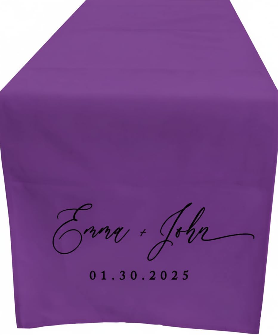 T-SHIRT DESIGN STUDIO - Customized Table Runner – Personalized Text / Logo, Printed Name Design for Business, Tradeshow, Events, Exhibition, Weddings (Purple, 91x150cm)