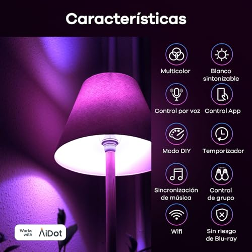 Linkind Matter Smart RGBTW Bombilla, WiFi LED E27, Bombilla Multicolor RGB/RGBTW 1800K-6500K, Compatible con Alexa Google Home, 9W equivalente a 60W, paquete de 4 - imagen 5