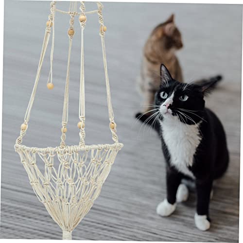 DRESSOOS Rede areia gato tecida balanço gato em macramê cama gato calmante brinquedos bicho estimaçã