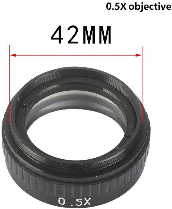 顕微鏡アクセサリーキット 単筒式顕微鏡 0.5x/2x 補助対物レンズ 42mm 取り付けインターフェース ビデオ顕微鏡対物レンズ