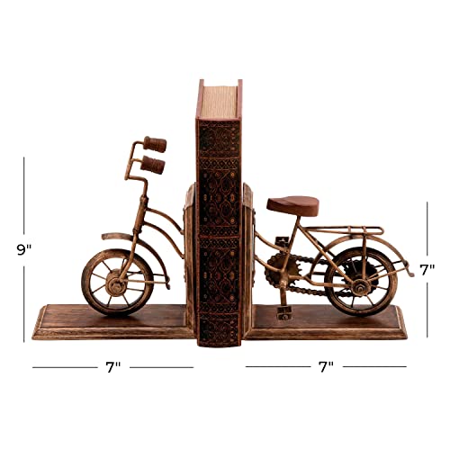Deco 79 Wood Bike Bookends, Set Of 2 7"W, 9"H, Brass #TOP2