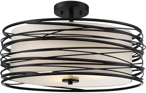 Quoizel SPL1720K Spiral Semi Flush, 3-Light 300 Total Watts, Mystic Black