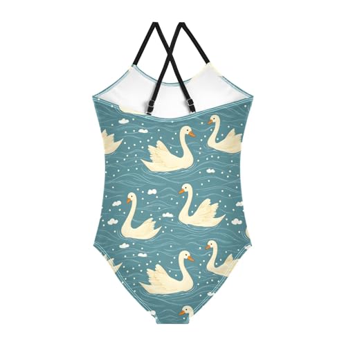 ALAZA Swan Lake Water Girls Swimsuit Bathing Suit Beach Swimwear One Piece 3-10T2