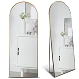 17' x 58' Modern Arch Aluminum Easel Floor Mirror, Gold