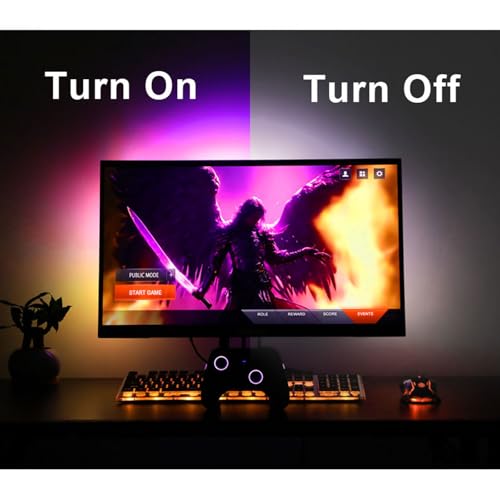 Image of Gaming Lighting Sync PC Backlight 16 Million Color USB Powered RGB IC LED Strip for Gaming Room Decor, Smart LED Lights for Monitors with Color (for 34 inch PC)