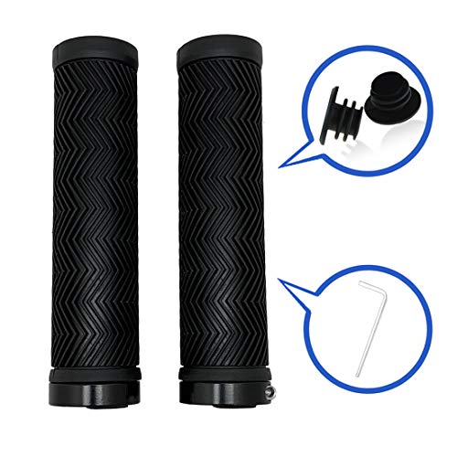 Bike Handlebar Grips, Double Lock-On Bicycle Handle Bar, Soft Non-Slip-Rubber Hand Grip Comfortable Ergonomic For Bmx, Mountain, Mtb, Beach Cruiser, Scooter, Folding Bike (Single Lock) #TOP1